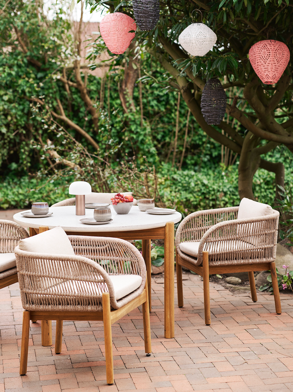 House Nordic, Terracina Tuinset, Acaciahout & Touw, Bruin/Beige